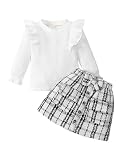 Qiraoxy Baby Mädchen Kleidung Rüschen Langärmeliges Tops A-Linie Plaid Rock Mode Sets Kleinkind Mädchen Herbst Winter Outfits 1-6 J