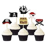 Unimall Global 24 Stück Piraten-Kuchen-Deckel Piraten-Kuchen-Deckel Alles Gute zum Geburtstag-Kuchen-Deckel für Kindergeburtstagsparty Piraten-Thema-Party-Dekoration