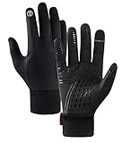Lantch Unisex Handschuhe Touchscreen Handschuhe Radsport-handschuhe Thermo Outdoor Rutschfeste Fahrradhandschuhe Winddichte Wasserdichte Handschuhe, A-schwarz1 M