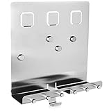 com-four® Edelstahl Schlüsselleiste mit Ablage und Magnetwand - Memo Tafel im modernen Design - Schlüsselboard mit 7 Haken (Variante 2)