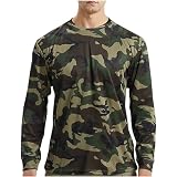 UHouse T-Shirts für Herren Camouflage Langarmshirt Freizeit Tshirt Langarm Sportshirt Basic Longsleeve T Shirt Leichte Shirt Schnelltrocknend Laufshirt Herbst Longshirt Tarnfarbe L