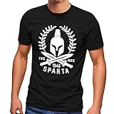 Neverless® Herren T-Shirt Sparta Schriftzug Spartaner-Helm Schwert Fashion Streetstyle schwarz XS