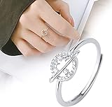 GBCCNM Mond Stern Ring 925 Sterling Silber Halbmond Stern Ring - Sterling Silber Halbmond Stern Ring Offener Ring Verstellbarer Ring Jewerly Geschenk Für Frauen