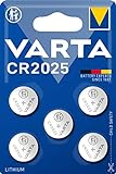 VARTA Batterien Knopfzellen CR2025, Lithium Coin, 3V, kindersichere Verpackung, für elektronische Kleingeräte - Autoschlüssel, Fernbedienungen, Waagen (5 Stück)1er Pack