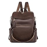 FRMUIC Damen Rucksack Elegant Damen-Rucksackhandtaschen Klein Ledertasche Casual,Leichtgewicht Reiserucksack Umhängetaschen,Daypack Schultertasche (Coffee, One Size)