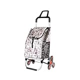 Stair Climbing Shopping Trolley On 6 Wheels Crystal Wheels Folding Shopping Cart with Lid and Zip Pocket 40l Capacity Waterproof Light Strong (Color : French Style)