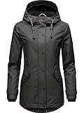 Navahoo Damen Winterjacke Kurze Regenjacke wasserdicht warm gefüttert mit Kapuze Lindraa Black Gr. M