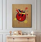 HD Giclée-Druck Kunstwerk Rote Kreise und Zahlen von László Moholy Nag – Wandkunst, Gemälde auf Leinwand gedruckt, Poster – Wohnzimmer-Wanddekoration, 50 x 60 cm, Innenrahmen