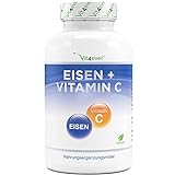 Eisen - 365 Tabletten mit 40 mg reinem Eisen + natürlichem Vitamin C - Premiumrohstoff: Eisenbisglycinat (Eisen-Chelat) – Hochdosiert – Vegan - Laborgeprüft