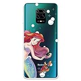 Schutzhülle für Xiaomi Redmi Note 9S – Note 9 Pro, offizielle Meerjungfrau, Arielle und Sebastian, Blasen zum Schutz Ihres Handys. Flexible Silikonhülle mit offizieller Disney-Lizenz.