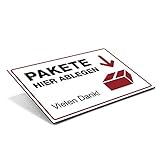 STEMPEL-FABRIK Paket ablegen-Schild - Ablageort Pakete - Kennzeichnung für Paketabgabe - Kennzeichnung Paket-Ablegeort - Hinweisschild Paket - (Weiß) - (300x200x4)