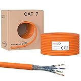 SatShop-Ft 100m CAT 7 Verlegekabel Netzwerkkabel CAT.7 LAN Halogenfrei Installationskabel CAT7 Kabel Netzwerk Verkabelung Datenkabel Gigabit Kupfer Ethernet (100m Abrollbox, Cat 7)