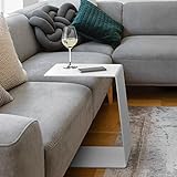 RHEINKANT KÖBES Design Beistelltisch Weiß, Made in Germany, Beistelltisch Couch C Form aus hochwertigem pulverbeschichtetem Stahl. Exklusiver Couchtisch, Sofatisch, Modern, Nachttisch