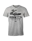 Zurück in die Zukunft Herren T-Shirt Emmett's Custom Autos Delorean grau - M