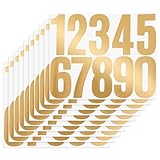 ZEYIYER Zahlen Aufkleber Gold 10 Blatt Zahlen zum Aufkleben 8 cm Aufkleber Zahlen Wasserdichte Nummern Aufkleber Selbstklebendes 0–9 Reflektierende Vinyl Nummernaufkleber für Postkasten, R