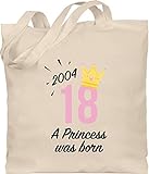 Shirtracer 18. Geburtstag - Achtzehn Mädchen Princess 2004 schwarz - Unisize - Naturweiß - Geschenk - WM101 - Stoffbeutel aus Baumwolle Jutebeutel lange Henkel
