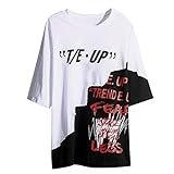 FRAUIT T-Shirt Herren Hip Hop Style Sommer Shirt Patchwork O-Neck Kurzarm T-Shirt Top Mode Design Streetwear Basic T-Shirt Freizeit Shirt Hemd Weich Atmungsaktiv Bequem Kleidung (L, X-Weiß)