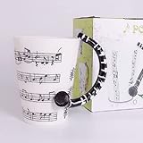 eKsdf Porzellantasse Keramik Kaffeetasse Musik Kaffeebecher mit Klarinette Henkel Lustige Tassen Geschenk für Mann Frau Oma oder Opa (Typ-3(400ml）)