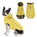Vejaoo Regenmantel Hund Wasserdicht, Reflektierend Regenjacke mit Kapuze für Hund, Verstellbare Winddicht Regenjacken für Kleine Mittelgroße Groß Hunde Spaziergäng XZ015(Gelb,S)