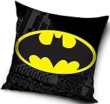 Kissenbezug für Erwachsene und Kinder aus Polyester für Bett und Sofa mit Batman-Logo-Aufdruck, 40 x 40 DC-Comic-Lizenz.