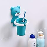 Ubrand Zahnbürstenhalter für Kinder, mit Saugnapf, Cartoon-Bär, zum Aufhängen an der Wand, für Badezimmer, Zahnpasta-Utensilien