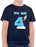 Shirtracer Ich bin Schon 4 Geburtstag Rakete Jungen T-Shirt (Navy, 5-6 Jahre 110-116 cm)