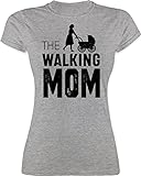 Mutter Geschenk Mama - The Walking Mom - M - Grau meliert - super Mama Tshirt - L191 - Tailliertes Tshirt für Damen und Frauen T-Shirt