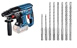 Bosch Professional 18V System Akku Bohrhammer GBH 18V-21 (max. Schlagenergie 2 J, ohne Akkus und Ladegerät, im Karton) + 8 tlg. Hammerbohrer SDS plus Set (für Beton)