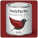Berico Holzfarbe - Schwedenrot - 0,7 Kg - 3in1 Premium Holzlack - Für Innen und Außen - Robust & W