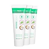 emmi-dent Ultraschall Zahncreme „Fresh“ I Mit frischem Pfefferminz-Geschmack I Ideal für empfindliche Zähne und Zahnfleisch I Vegan I Ohne Titandioxid, ohne Parabene & glutenfrei I 3x 75