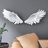 GBFYLD 3D Wing Skulptur Wanddekoration, Wandskulptur Deko, Vintage Art Style für Wohnzimmer Schlafzimmer Home Dekoration,Weiß