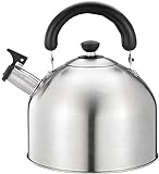 AWAING Flötenkessel Induktion Edelstahl Teekanne Faltbarer Griff Camping Wasserkocher für kochendes Wasser 3.2L / 4.2L / 5.2L Wasserkessel für Holzofen(Size:5.2L)