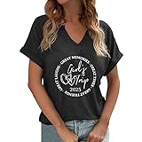 V Ausschnitt Damen Shirt - T-Shirt Sommer Kurzarm Bedrucken Rundhalsausschnitt Weiß Oberteile Rundhals Ausgehöhlt Casual Basic Shirt Sport Oberteil Elastisch E-Girls Cropped T