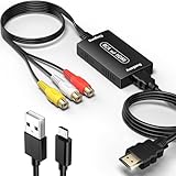 Gulemfy RCA auf HDMI Konverter, AV auf HDMI Adapter, 1080P Composite CVBS AV zu HDMI Video Audio Konverter Mit HDMI Kabel Unterstützung PAL/NTSC, für PS2 PS3 Xbox SNES N64 STB VHS VCR DVD