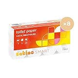 Satino by WEPA smart Toilettenpapier 039010 - Vorratspackung mit 64 Rollen - 3-lagig - hochweiß - Recyclingpapier - 250 Blatt je Rolle
