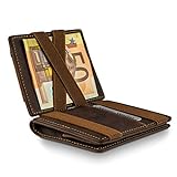 WEST - Magic Wallet (Klassiker) mit großes Münzfach - inklusive edler Geschenkbox - Geldbeutel mit Münzfach - Der perfekte Begleiter für unterwegs - RFID Datenschutz (Braun Orange)