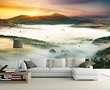 Moderne, einfache künstlerische Konzeption, Wälder, Landschaftslandschaft, Sofa-Hintergrundwand, 350 x 256 cm
