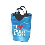 N\A Herz Titten und Bier Wäschekorb Korb Faltwaschbehälter Tragbare Jungen Waschraum mit Griffen für einfaches Tragen