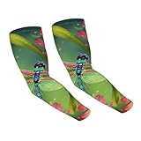 LHBWCVN Libellen und Blumen Armstulpen für Herren und Damen, kühlende Sonnenschutz, UV-Sonnenschutz, Sport-Komp