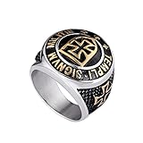 JIAQ Ring Retro-Weltkrieg. II Edelstahl Eisen Kreuz Ring for Männer Einzigartige Mode Deutsche Ring Biker Schmuck Geschenk Größe 7-13 Ring (Main Stone Color : Gold, Ring Size : 12)