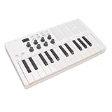 Midi Keyboard Controller, 25 Taste Tragbare Bluetooth Midi -Controller mit 8 Backbeleuchtung Drum Pads 8 Knöpfe, Beat Maker für Musikproduktion für Anfänger Musikherstellung