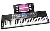 RockJam 61 Tasten Keyboard Klavier mit Pitch Bend, Netzteil, Notenständer, Klaviernoten-Sticker & Simply Piano Übungen