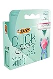 BIC Rasierklingen für Damen Rasierer Click 3 Soleil Sensitive, 4er Nachfüllpack für den pflegenden Nassrasierer mit 3 Klingen, 4 Stück