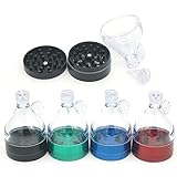 Grinder Crusher Pollen Herb Grinder for Spice, Herbs, Spices, Herbs, 3-Piece Set with Funnel and Handle (Schwarz)