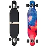 FunTomia Longboard mit 3 Flex Stufen Skateboard Drop Through Cruiser Komplettboard Mach1 Speed Kugellager T-Tool