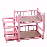 Katzenbett, Katzenbett, Hundebett, Holz, geeignet für kleine bis mittelgroße Hunde und Katzen. Etagenbett hat Treppen. Größe: 49 x 37 x 50