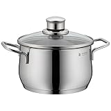 WMF Diadem Plus Kochtopf klein 16 cm, Glasdeckel, Fleischtopf Induktion 2l, Cromargan Edelstahl poliert, unb