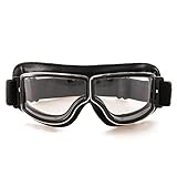 evomosa Motorradbrille PU Leder Sonnenbrillen Sportbrille Retro Radbrille für ATV Bike Motocross Brille Schutzbrille (Schwarze B)