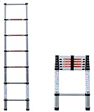 Qivor Aluminium Teleskop Loft Leiter, Pull-Down Dachgeschoss Treppen einziehbarer Leiter 150 kg Tragfähigkeit, Gerade Ladder-2.6m
