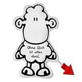 Sheepworld Plüschkissen Schaf Ohne Dich ist Alles doof.: Figürliches Kissen, Schwarz, Weiß, 1 Stück (1er Pack)